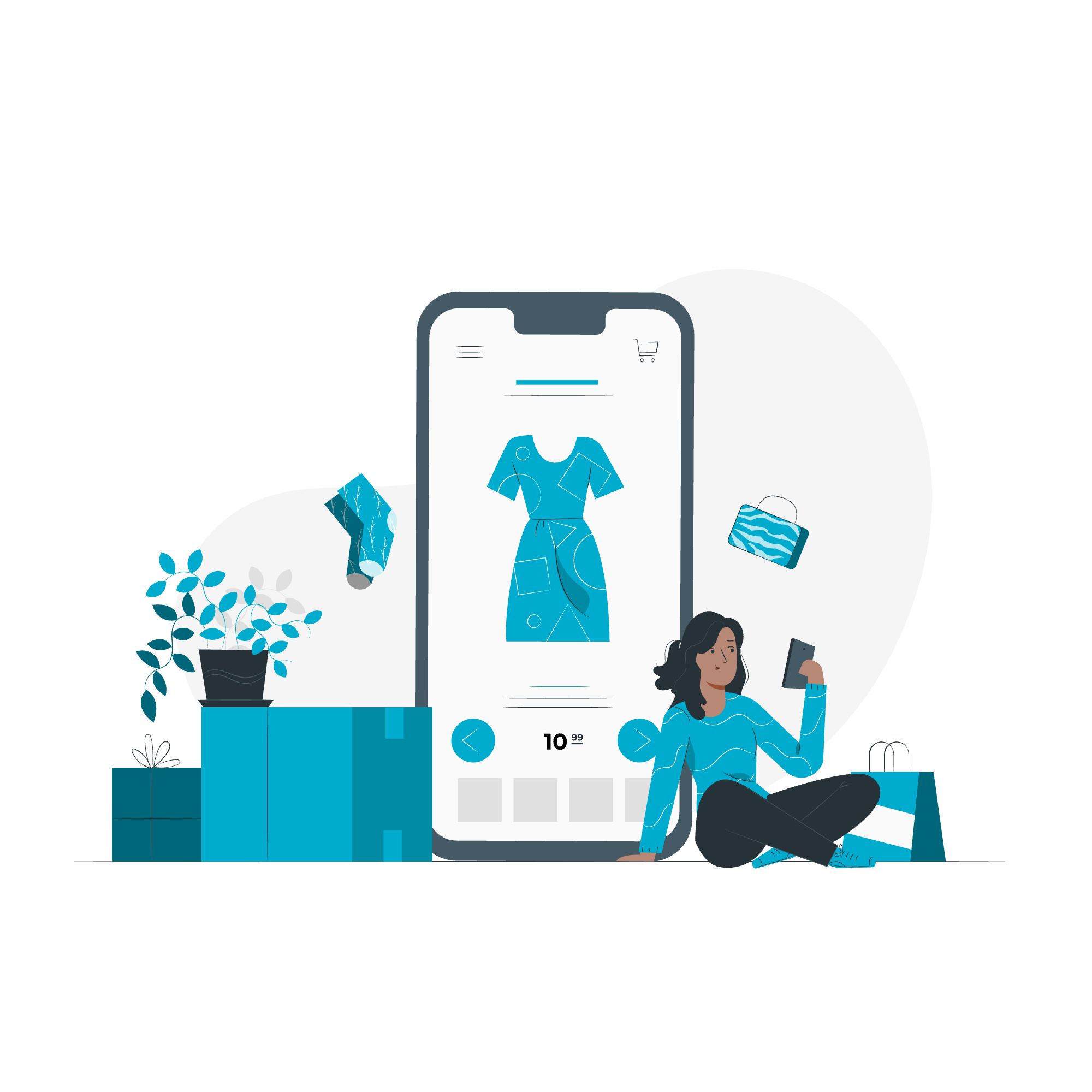 woman buying a dress form her phone