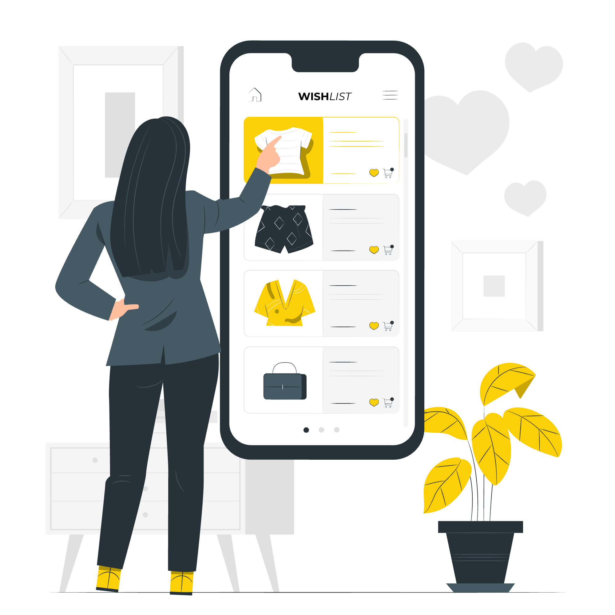 person looking at online wish list